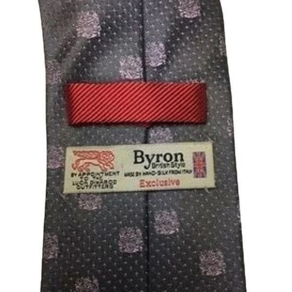 Byron British Style Gray Silk Necktie‎ Men's Tie Hand Made Italy